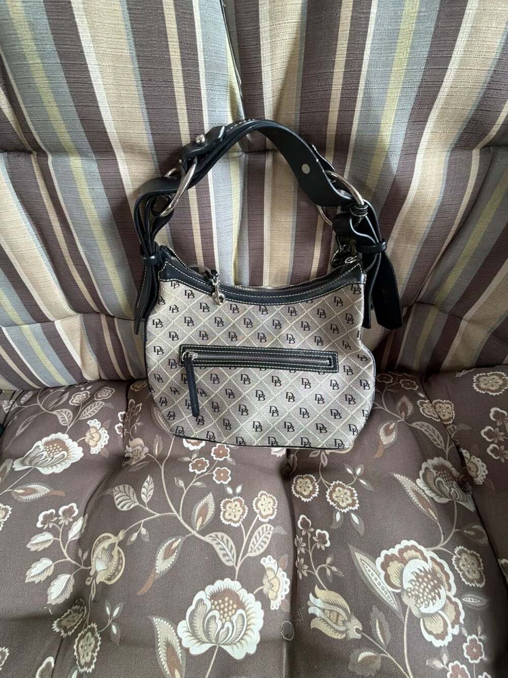 Dooney & Bourke Vintage Signature Quilted Fabric Hobo Bag